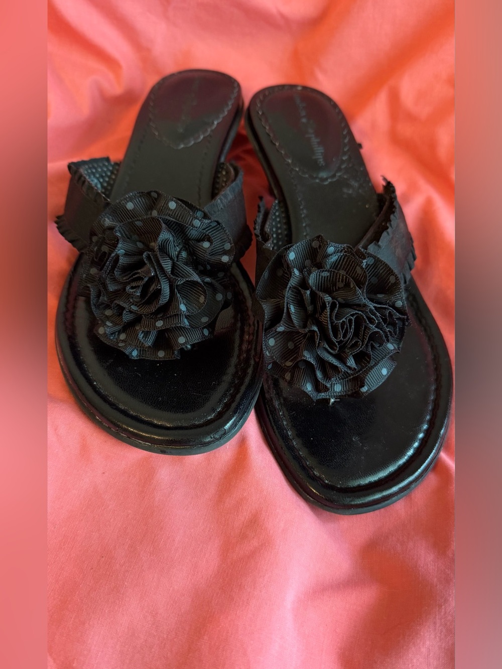 lindsay phillips Black Floral Bow Slide Sandals interchangeable only comes with